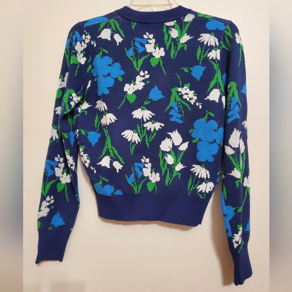 Kate Spade New York Women's Mixed Floral Cardigan - Blue/Green/White XS - Picture 10 of 15